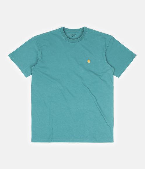 Carhartt Chase T-Shirt - Frosted Turquoise / Gold