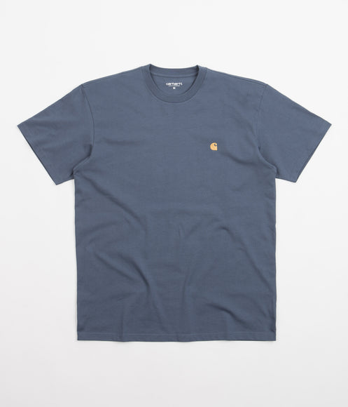 Carhartt Chase T-Shirt - Storm Blue / Gold