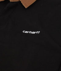 Carhartt Cord Rugby Long Sleeve Polo Shirt - Black / Hamilton Brown / White thumbnail