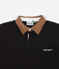 Carhartt Cord Rugby Long Sleeve Polo Shirt - Black / Hamilton Brown / White thumbnail