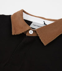 Carhartt Cord Rugby Long Sleeve Polo Shirt - Black / Hamilton Brown / White thumbnail