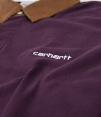 Carhartt Cord Rugby Long Sleeve Polo Shirt - Boysenberry / Hamilton Brown / White thumbnail