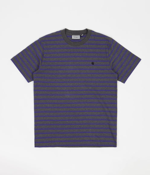 Carhartt Gleeson Stripe T-Shirt - Razzmic / Stormcloud Heather