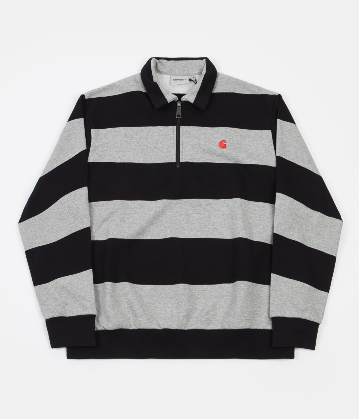 Carhartt Half Zip Alvin Sweatshirt Alvin Stripe Black Grey Heath Always in Colour