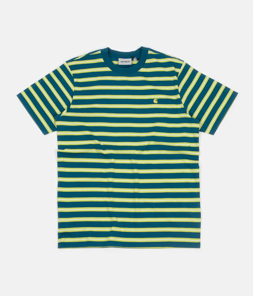 Carhartt Oakland Stripe T-Shirt - Moody Blue / Lime