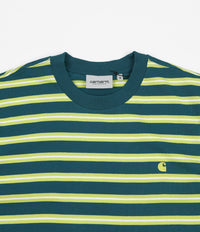 Carhartt Oakland Stripe T-Shirt - Moody Blue / Lime thumbnail