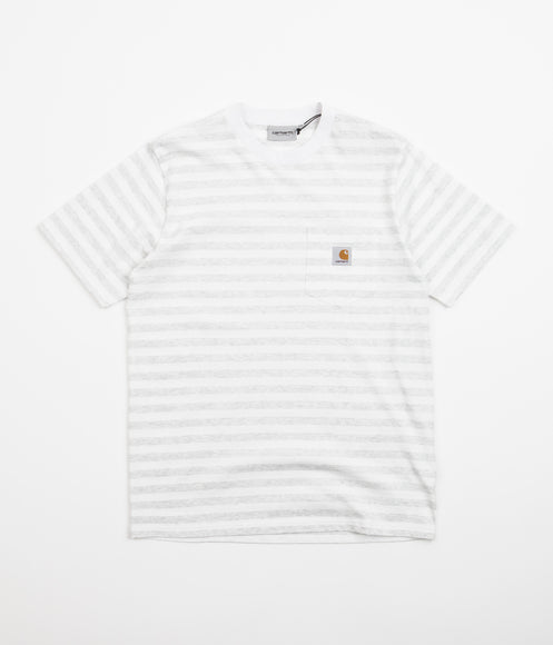 Carhartt Scotty Pocket T-Shirt - Scotty Stripe / Ash Heather / White