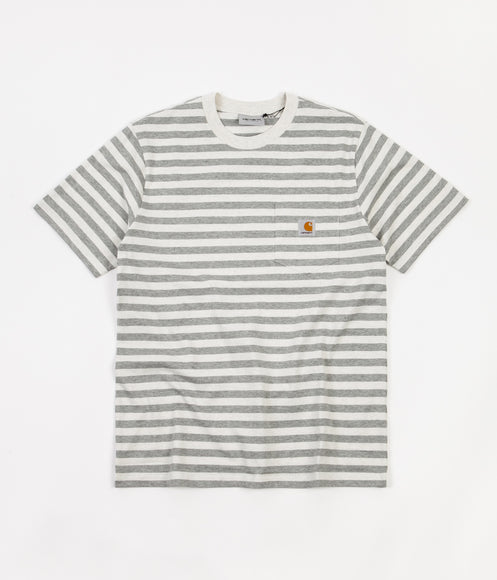 Carhartt Scotty Pocket T-Shirt - Scotty Stripe / White Heather / Grey Heather