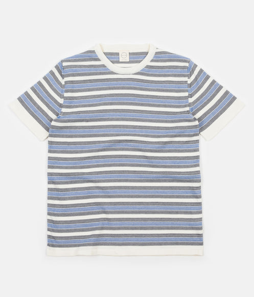 Country Of Origin Deck Chair Knitted T-Shirt - Navy / Blue / Ecru