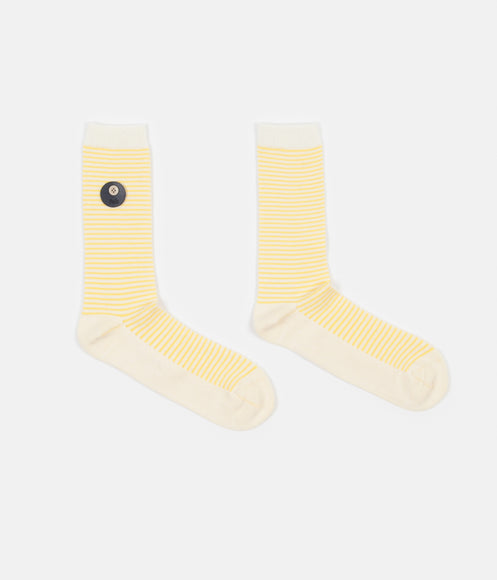 Folk Rib Stripe Socks - Soft Yellow