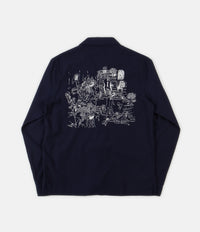 Folk Soft Collar Shirt - Charm Embroidery Navy thumbnail