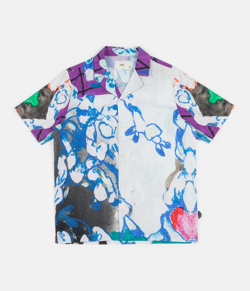 Folk Soft Collar Short Sleeve Shirt - Roller Print