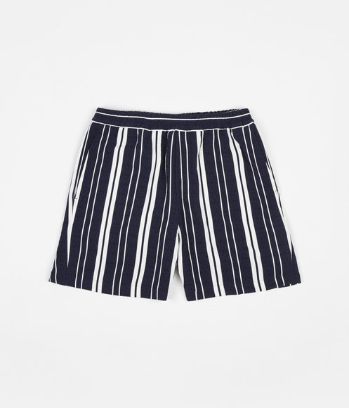 Libertine-Libertine Front Shorts - Off White / Navy Stripe