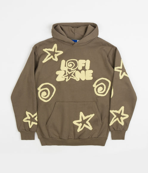 Lo-Fi All Over Shapes Hoodie - Washed Brown