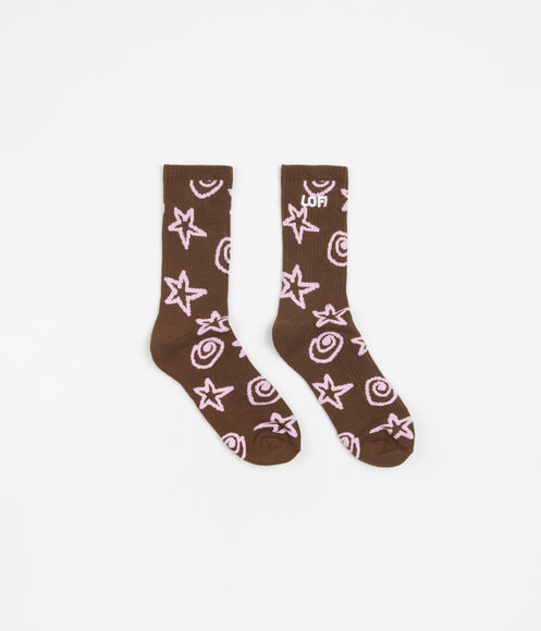 Lo-Fi Shapes Socks - Brown