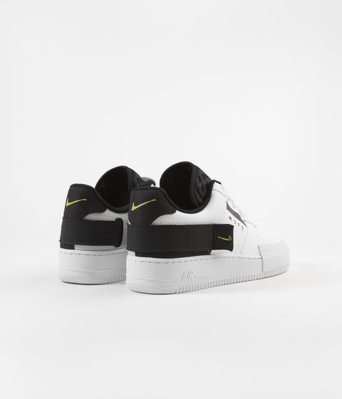 Nike Air Force 1 Type Shoes in White and Volt and Black - White