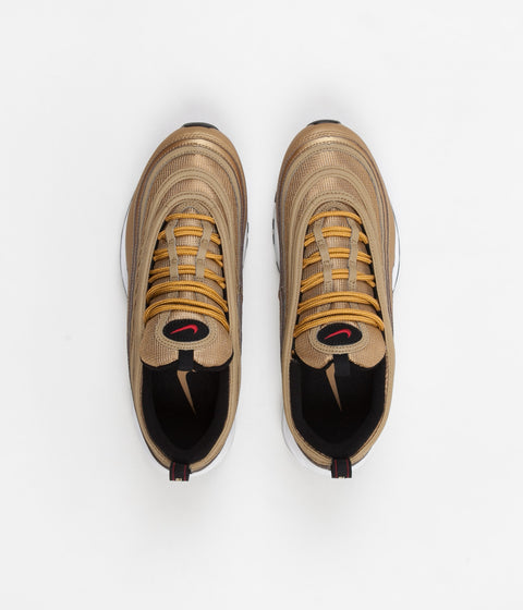 Nike Air Max 97 OG Shoes in Metallic Gold and Varsity Red and White - Black