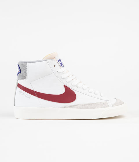 Nike Blazer Mid '77 Shoes in White and Gym Red and Light Smoke Grey - Phantom