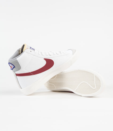 Nike Blazer Mid '77 Shoes in White and Gym Red and Light Smoke Grey - Phantom