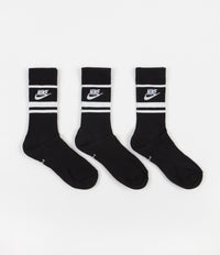 Nike Essential Stripe Crew Socks (3 Pack) - Black / White thumbnail