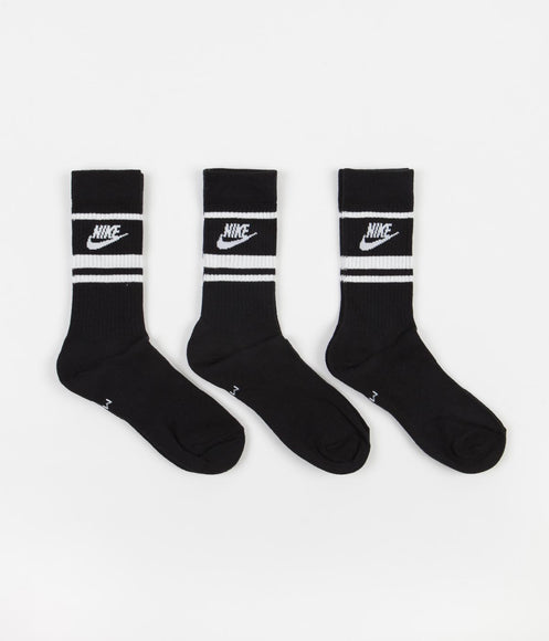 Nike Essential Stripe Crew Socks (3 Pack) - Black / White