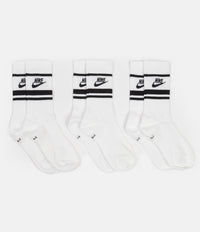 Nike Essential Stripe Crew Socks (3 Pair) - White / Black / Black thumbnail