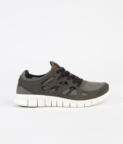 Nike Free Run 2 Shoes - Sequoia / Black - Medium Olive - Sail