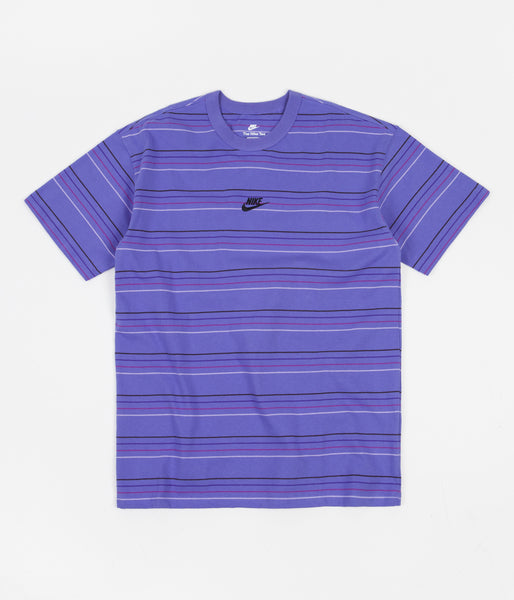 Purple Nike Premium Essential Striped T Shirt Breathable