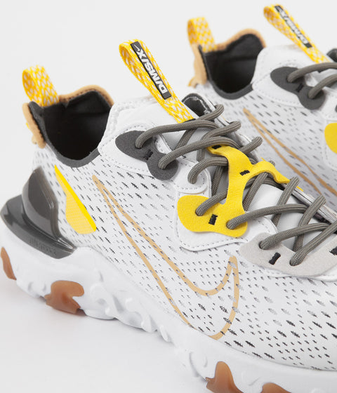 Nike React Vision Shoes in White and Honeycomb and Iron Grey - Vast Grey