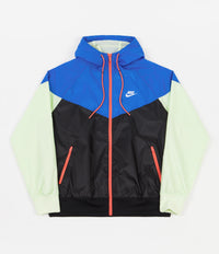 Nike Recycled Windrunner Hooded Jacket - Black / Signal Blue / Lime Ice / White thumbnail