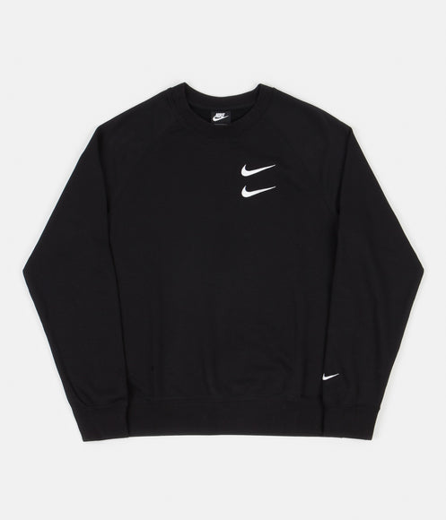 Nike Swoosh French Terry Crewneck Sweatshirt - Black / White