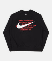 Nike Swoosh French Terry Crewneck Sweatshirt - Black / White thumbnail