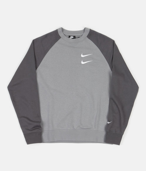 Nike Swoosh French Terry Crewneck Sweatshirt - Particle Grey / Iron Grey / White