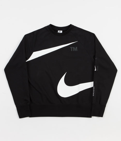 Nike Semi-Brushed Swoosh Crewneck Sweatshirt - Black / White