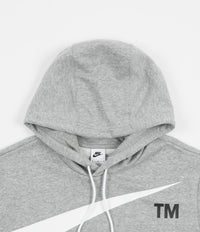 Nike Semi-Brushed Swoosh Hoodie - Dark Grey Heather / White thumbnail