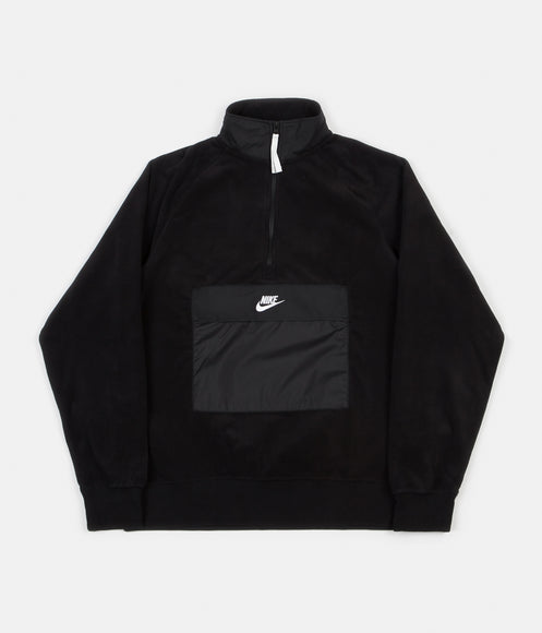Nike Sportswear Half Zip Fleece Sweatshirt - Black / Black / White