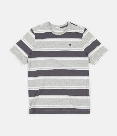 Nike Stripe T-Shirt - Grey Heather / White / Dark Grey