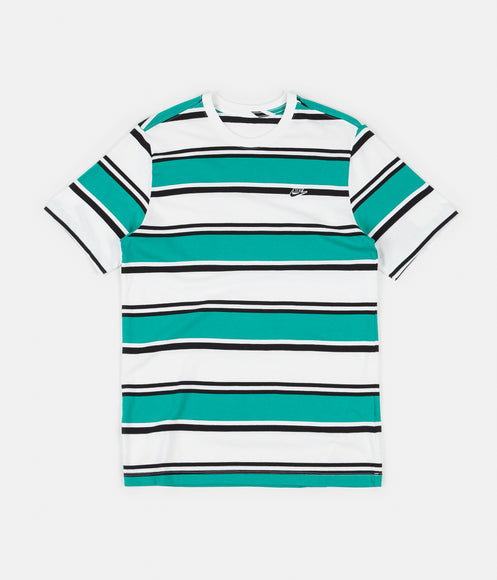 Nike Stripe T-Shirt - White / Neptune Green / Black