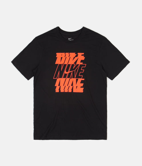 Nike Swoosh Block 12MO T-Shirt - Black / Bright Mango
