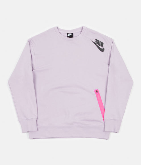 Nike Swoosh French Terry Crewneck Sweatshirt - Iced Lilac / Digital Pink / Black