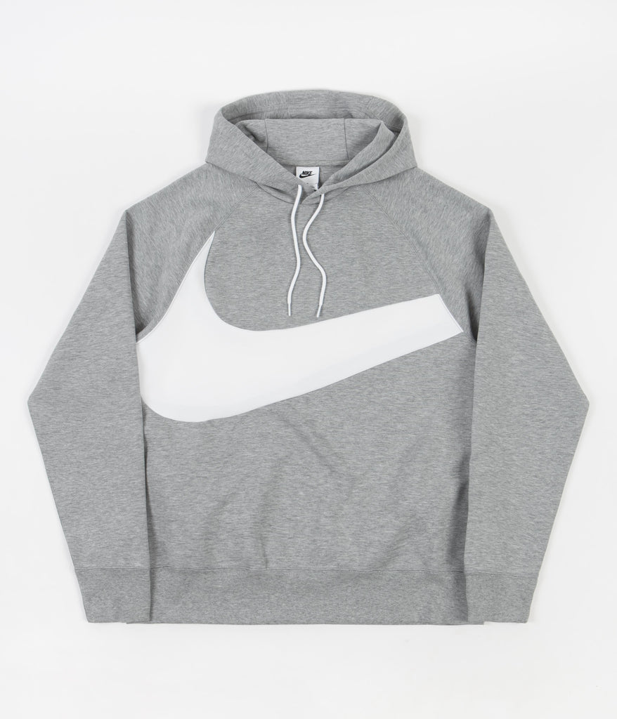 Nike Swoosh Tech Fleece Hoodie - Dark Grey Heather / White / White ...