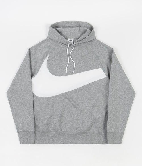 Nike Swoosh Tech Fleece Hoodie - Dark Grey Heather / White / White