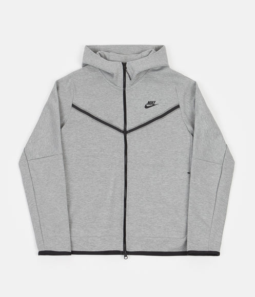 Nike Tech Fleece Full Zip Hoodie - Dark Grey Heather / Black