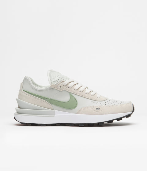 Nike Waffle One Leather Shoes - Light Bone / Oil Green - Phantom - White