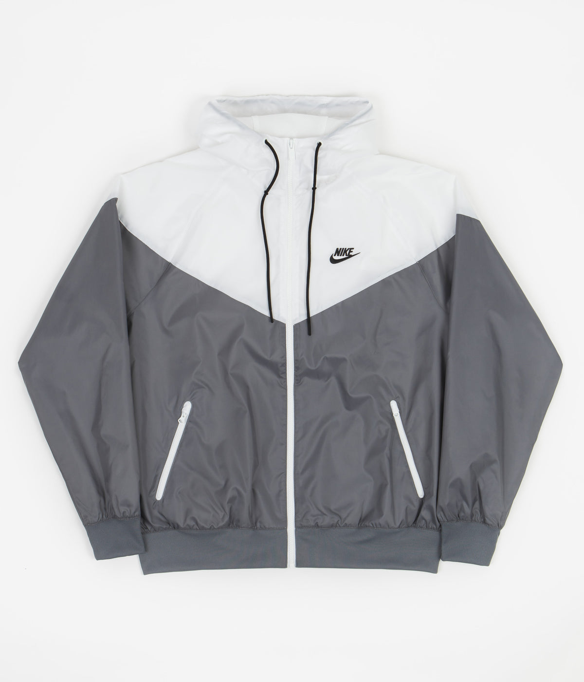Nike Windrunner Windbreaker Jacket Hoodie Full Zip Gray White DA0001-084  Men L