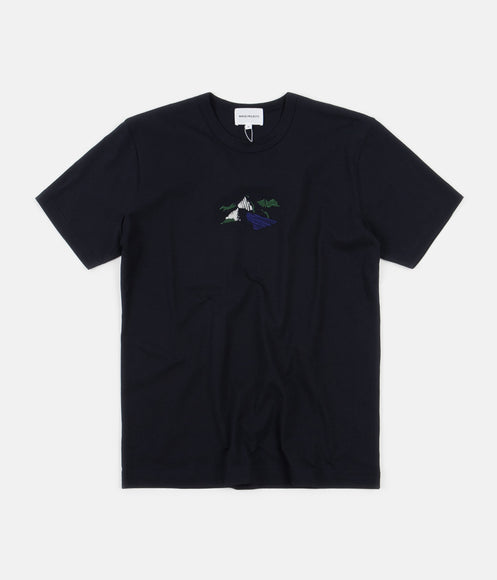 Norse Projects Joakim Embroidery Landscape T-Shirt - Dark Navy