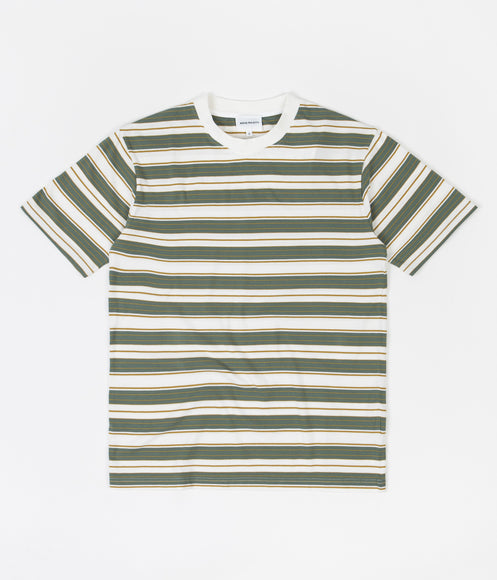 Norse Projects Johannes Multi Stripe T-Shirt - Moss Green