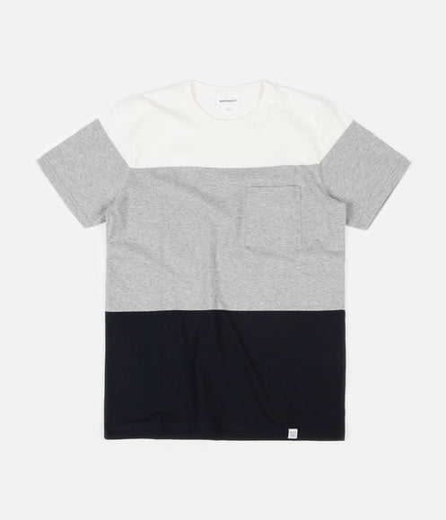 Norse Projects Niels Colour Block T-Shirt - Light Grey Melange