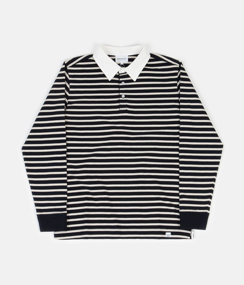 Norse Projects Ruben Compact Cotton Long Sleeve Polo Shirt - Navy