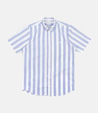 Norse Projects Theo Short Sleeve Oxford Shirt - Pale Blue Wide Stripe thumbnail